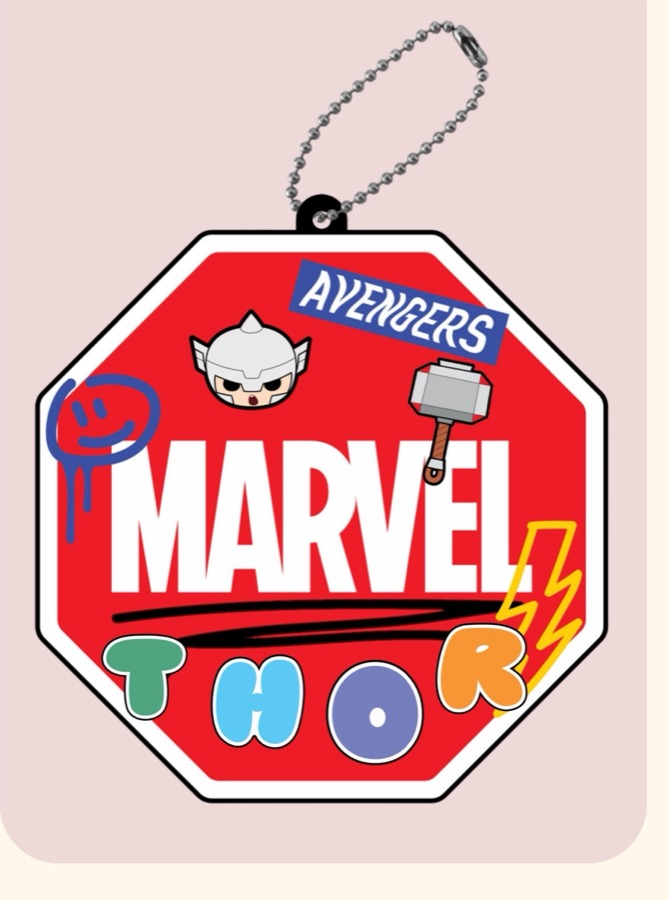 Marvel-themed customisation charm example from the Corporate Christmas Party activation